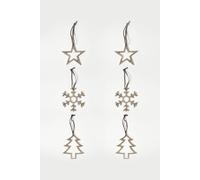 Homescapes Set Of 3 Silver Christmas Ornaments Star Tree Snowflake