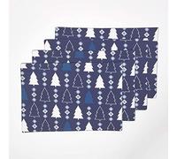 Homescapes Blue Winterland Christmas Placemats, Set Of 4