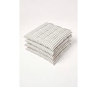 HOMESCAPES Grey and White Stripe Seat Pad Cushion for Dining Chairs Set of 4 100% Cotton Chair Pad with Straps 40 x 40 cm