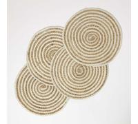 Spiral Jute Handwoven Round Placemats Set of 4 Homescapes Cream One Size