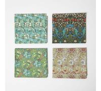 HOMESCAPES Set of 4 William Morris Fat Quarter Bundle Green Floral 100% Cotton Art Nouveau 50 x 55 cm Fabric Pieces for Crafting & Quilting