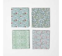 HOMESCAPES Set of 4 William Morris Fat Quarter Bundle Light Green Floral 100% Cotton Art Nouveau 50 x 55 cm Fabric Pieces for Crafting & Quilting