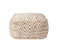 Homescapes Sierra Natural Diamond Pattern Hemp Square Bean Filled Pouffe, 60 Cm