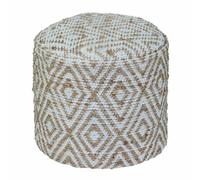 HOMESCAPES Sierra Natural Diamond Pattern Jute Bean Filled Pouffe - 45 x 40 cm