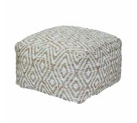 HOMESCAPES Sierra Natural Diamond Pattern Jute Bean Filled Pouffe - 60 x 60 x 30 cm
