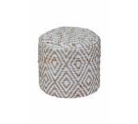 Sierra Natural Diamond Pattern Jute Circular Bean Filled Pouffe, 45 cm Homescapes Natural One Size