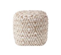 Homescapes Sierra Natural Diamond Pattern Jute Square Bean Filled Pouffe, 40 Cm