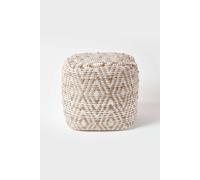 Homescapes Sierra Natural Diamond Pattern Jute Square Bean Filled Pouffe, 40 Cm