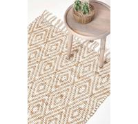 Homescapes Sierra Neutral Diamond Pattern Hemp Chindi Rug In Natural Natural 120cm x 170cm