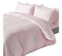 HOMESCAPES Silky 330 TC Egyptian Cotton Satin Stripe Duvet Cover Set - Dusky Pink - King