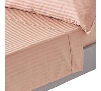 HOMESCAPES Silky 330 TC Egyptian Cotton Satin Stripe Flat Sheet - Beige - King
