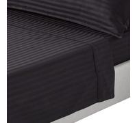 HOMESCAPES Silky 330 TC Egyptian Cotton Satin Stripe Flat Sheet - Black - Single
