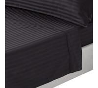 Homescapes Egyptian Cotton Satin Stripe Flat Sheet 330 Thread Count In Black Black Super King Flat