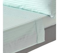 HOMESCAPES Silky 330 TC Egyptian Cotton Satin Stripe Flat Sheet - Blue - Double