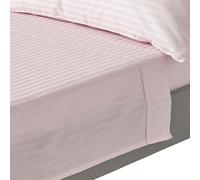 HOMESCAPES Silky 330 TC Egyptian Cotton Satin Stripe Flat Sheet - Dusky Pink Violet - Super King
