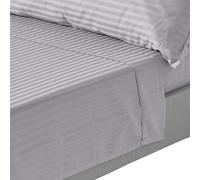HOMESCAPES Silky 330 TC Egyptian Cotton Satin Stripe Flat Sheet - Grey - Double