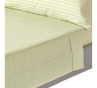 HOMESCAPES Silky 330 TC Egyptian Cotton Satin Stripe Flat Sheet - Sage Green - Single