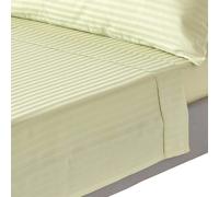 HOMESCAPES Silky 330 TC Egyptian Cotton Satin Stripe Flat Sheet - Sage Green - Super King