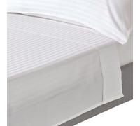 HOMESCAPES Silky 330 TC Egyptian Cotton Satin Stripe Flat Sheet - White - King