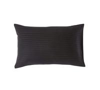 Homescapes Egyptian Cotton Satin Stripe Housewife Pillowcase 330 TC in Black Homescapes Black