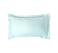 HOMESCAPES Silky 330 TC Egyptian Cotton Satin Stripe Oxford Pillowcase, King Size - Aqua Blue
