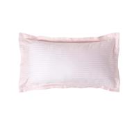 HOMESCAPES Pink Pure Egyptian Cotton King Size Oxford Pillowcase 330 TC 500 Thread Count Percale Equivalent Satin Stripe Pillow Case