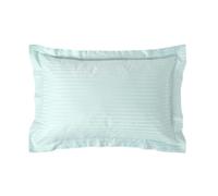 HOMESCAPES Silky 330 TC Egyptian Cotton Satin Stripe Oxford Pillowcase, Standard Size - Blue