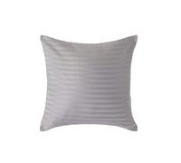 HOMESCAPES Silky 330 TC Egyptian Cotton Satin Stripe Pillowcase, European Size - Grey - 40 x 40 cm