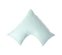 HOMESCAPES Silky 330 TC Egyptian Cotton Satin Stripe V Shaped Pillowcase - Aqua Blue