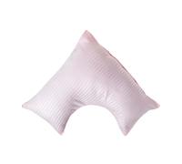 HOMESCAPES Silky 330 TC Egyptian Cotton Satin Stripe V Shaped Pillowcase - Pink