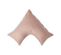 HOMESCAPES Silky 330 TC Egyptian Cotton Satin Stripe V Shaped Pillowcase - Taupe Beige