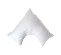 HOMESCAPES Silky 330 TC Egyptian Cotton Satin Stripe V Shaped Pillowcase - White