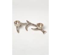 Homescapes Silver Antler Dual Tea Light Holder Silver