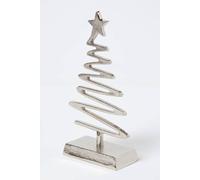 Homescapes Silver Coiled Tree Ornament With Star Silver