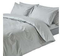 HOMESCAPES Silver Grey Pure Egyptian Cotton Duvet Cover Set Super King 200 TC 400 Thread Count Equivalent 2 Pillowcases Included Quilt Cover Bedding Set