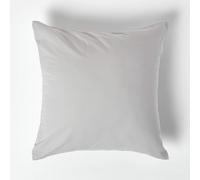 HOMESCAPES Silver Grey Pure Egyptian Cotton Euro Size Pillowcase 40 x 40 cm 200 TC 400 Thread Count Percale Equivalent Pillow Case with Zip Pack of 2