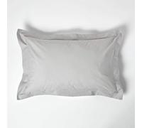 HOMESCAPES Silver Grey Pure Egyptian Cotton Oxford Pillowcase Standard Size 200 TC 400 Thread Count Percale Equivalent Pillow Case