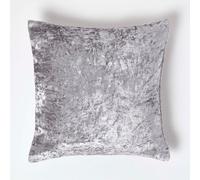 Homescapes Luxury Crushed Velvet Cushion Cover in Silver | Size: 60 cm x 60 cm Homescapes Silver 60 cm x 60 cm