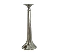 HOMESCAPES - Silver Skirt Candlestick - 44 cm (17 in) Tall - 100% Aluminium - Distressed Antique Finish - Decorative Candle Holder
