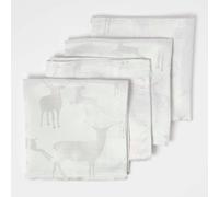 Homescapes Silver Stag Christmas Napkins Set Of 4
