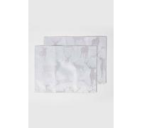 HOMESCAPES Set of 2 Sparkling Silver Christmas Placemats with Stag Xmas Pattern