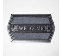 Homescapes Silver 'welcome' Door Mat With Curved Edge, 75 X 45 Cm