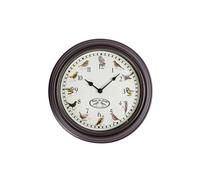 HOMESCAPES Bird Song Wall Clocks for Living Room, Hourly Chime with 12 Bird Images & Sounds, Battery Operated Quartz, Bedroom or Kitchen Clock - 30cm