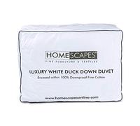 HOMESCAPES Single Duvet 13.5 Tog, Luxury Ethical White Duck Down Quilt, Anti Allergy 100% Cotton Cover Down-Proof Winter Bed Duvets, Washable, RDS & OEKO-TEX Certified
