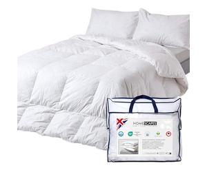HOMESCAPES Single Duvet 15 Tog, Luxury Ethical Duck Feather & Down Quilt, Anti Allergy 100% Cotton Cover Down-Proof Winter Bed Duvets, Washable, RDS & OEKO-TEX Certified