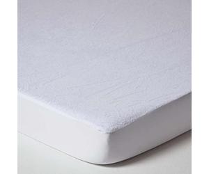 HOMESCAPES Single Terry Towelling Waterproof Mattress Protector 100% Cotton Terry Pile Top Breathable Hypoallergenic Washable Protector with Fully Elasticated Thick Stretch Fabric Skirt
