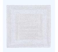 HOMESCAPES Small Bath Mat, Luxury 1600gsm Extra Soft 100% Cotton, Reversible Bathroom Mats Non-Slip, Washable, Super Absorbent, Quick-Dry White Bathroom Rug 50x50 cm Square