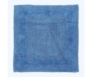 HOMESCAPES Small Bath Mat, Luxury 1600gsm Extra Soft 100% Cotton, Reversible Bathroom Mats Non-Slip, Washable, Super Absorbent, Quick-Dry, Cobalt Blue Bathroom Rug, 50x50 cm Square