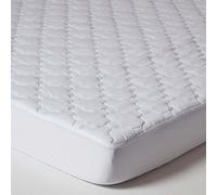 HOMESCAPES Small Double Triple Fill Mattress Protector 220 GSM Ultra Thick Quilted Oeko-Tex Certified & Hypoallergenic with Fully Elasticated 30 cm Deep Stretch Fit Fabric Skirt