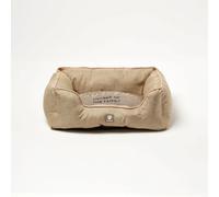 HOMESCAPES Small Pet Bed - Biscuit Beige Cushioned Dog Sofa